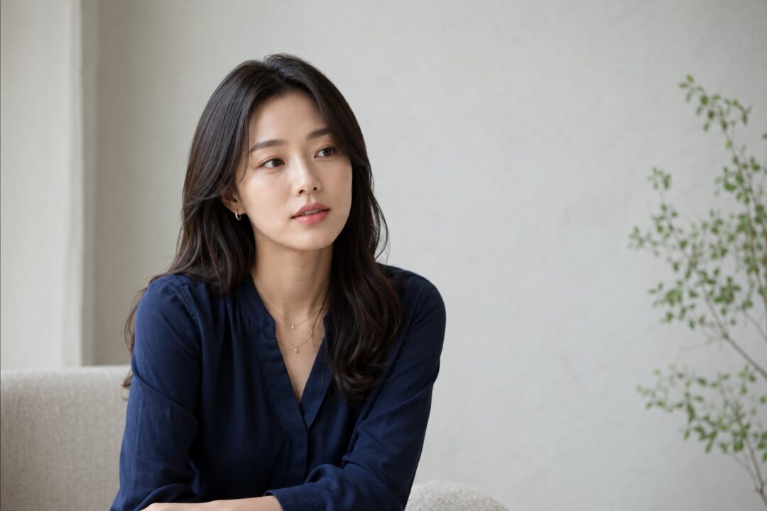 스튜디오에서 인터뷰하는 가상 배우