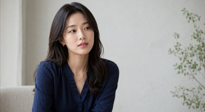 스튜디오에서 인터뷰하는 가상 배우